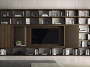 Libreria a muro Vitalyty Luce 020 in melaminico finitura legno di Colombini Casa