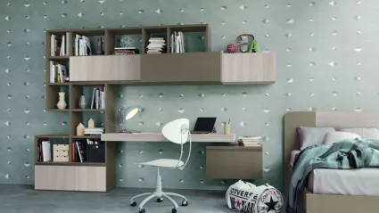 Libreria componibile a muro con scrivania integrata Golf Infinity L108 in melaminico di Colombini Casa