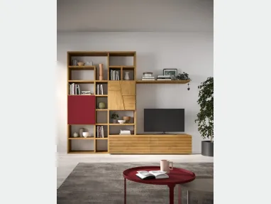 Libreria a muro in legno e laccato Mixer 01B di FGF Mobili