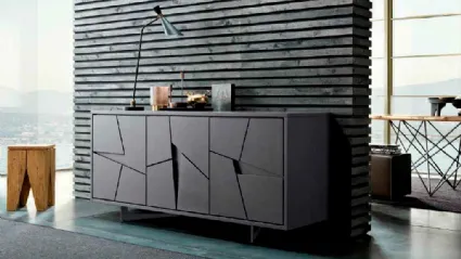 Madia in laccato Antracite a 3 ante sfaccettate Special di FGF Mobili