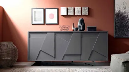 Madia a tre ante in laccato antracite Twill di FGF Mobili