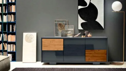 Madia Vogue in laccato antracite con frontali in legno di FGF Mobili