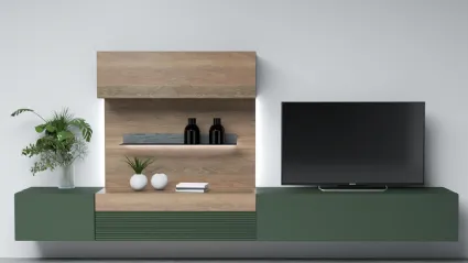 Mobile sospeso Living Zero 16 L36 in legno massello laccato e naturale di Devina Nais