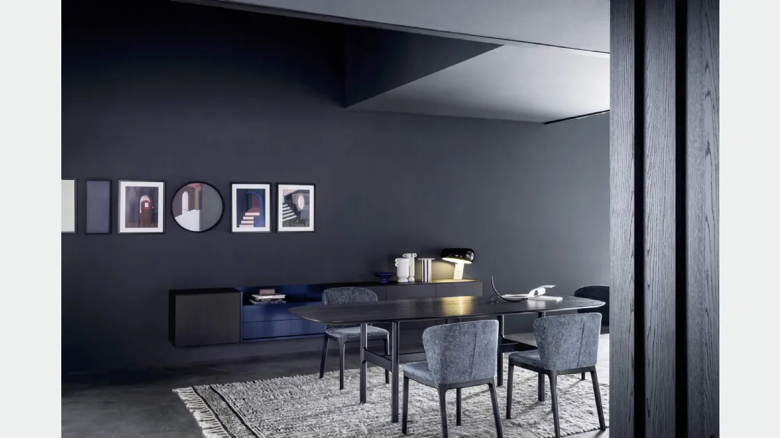 Mobile sospeso Madia Box 18 01 in Rovere Carbone e laccato opaco di Novamobili