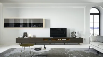 Parete Attrezzata Box 18 Rovere Terra e vetro di Novamobili