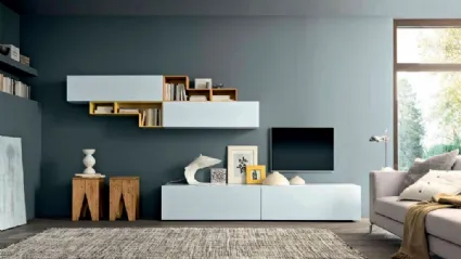 Parete Attrezzata Box C27B in laccato bianco lucido di FGF Mobili