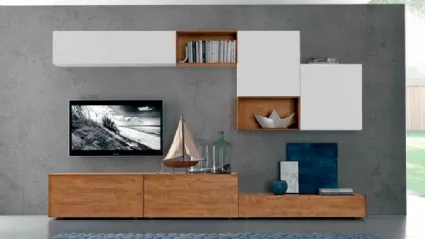 Parete Attrezzata Box C30B in legno e laccato bianco opaco di FGF Mobili