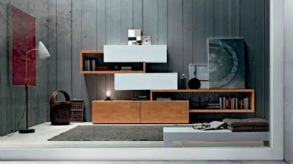 Parete Attrezzata Box C85B in legno e laccato bianco opaco di FGF Mobili