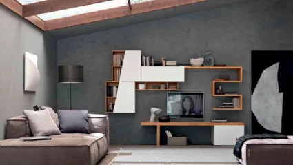 Parete Attrezzata Box C87S in legno e laccato bianco opaco di FGF Mobili