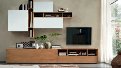 Parete Attrezzata Box C93B in legno e laccato bianco opaco di FGF Mobili