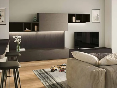 Parete Attrezzata Living MK12-02 in laccato e legno di Gentili Cucine