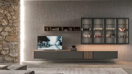 Parete Attrezzata sospesa Living T01 di Gentili Cucine