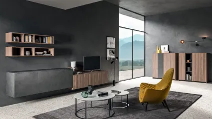 Parete Attrezzata sospesa Living T12 in melaminico di Gentili Cucine