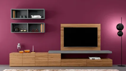 Parete attrezzata Zero 16 L15 in legno di Rovere massello di Devina Nais
