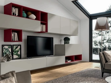 Parete Attrezzata in laccato opaco Pratico PTG301 di SantaLucia