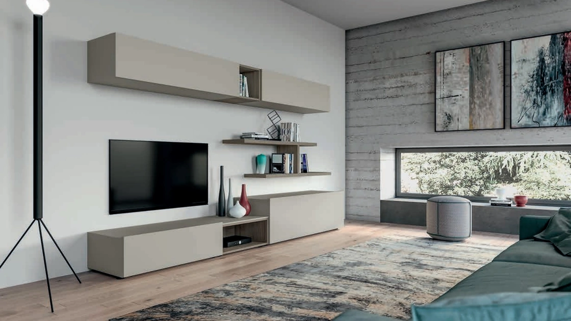 Parete Attrezzata moderna in laccato opaco Pratico PTG302 SantaLucia