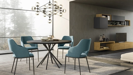 Sedia Diva in tessuto imbottito e gambe in metallo di FGF Mobili