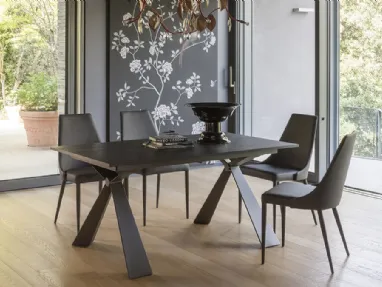 Tavolo allungabile Delta con top in nobilitato Rovere nero e struttura in metallo di Altacom