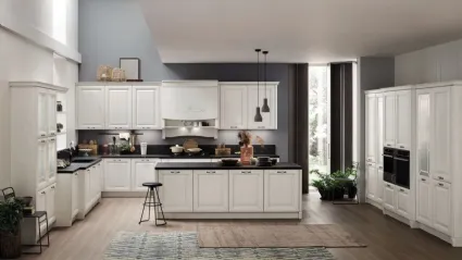 Cucina Classica con isola Lola 03 Frassino Decapé Ghiaccio di Arrex