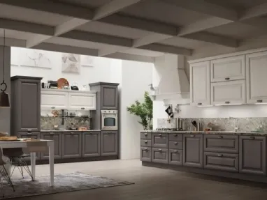 Cucina Classica ad angolo Lola 02 in Grigio Antracite e Bianco Gesso di Arrex