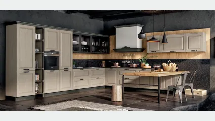 Cucina Classica angolare in Frassino Decapè con penisola in impiallacciato Rovere tinto Naturale Romantica 02 di Gentili Cucine