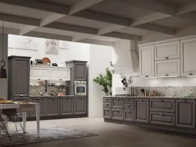 Cucina Classica lineare Lola in Grigio Antracite e Bianco Gesso di Arrex