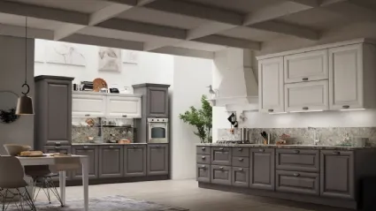 Cucina Classica lineare Lola in Grigio Antracite e Bianco Gesso di Arrex