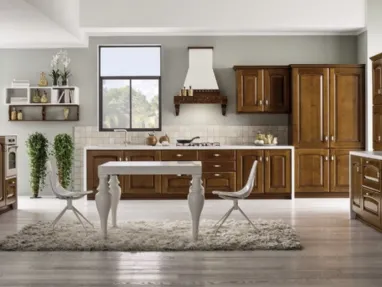 Cucina Classica lineare Magda in Legno Decapé Ciliegio di Arrex