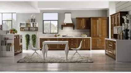 Cucina Classica lineare Magda in Legno Decapé Ciliegio di Arrex