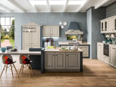 Cucina Classica Magda Decapè Gesso con Isola di Arrex