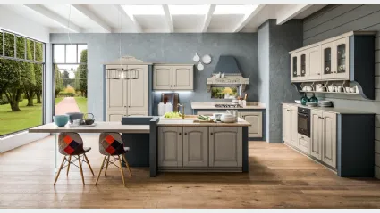 Cucina Classica Magda Decapè Gesso con Isola di Arrex