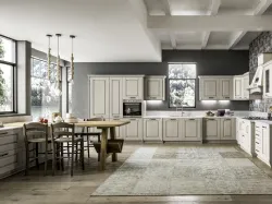 Cucina Classica angolare Nora 04 in legno laccato Decapé Ecru di Arrex