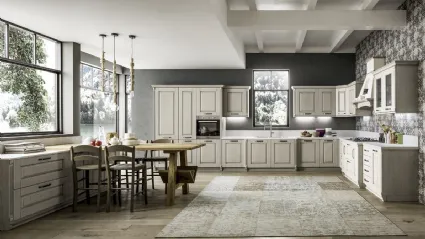 Cucina Classica angolare Nora 04 in legno laccato Decapé Ecru di Arrex