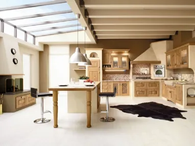 Cucina in Muratura con isola Carola in Rovere Naturale di Arrex