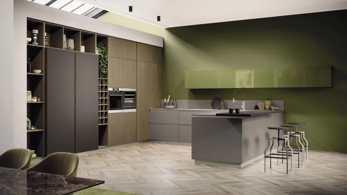 Cucina Moderne AL 32 Fenix Grigio Londra di Arrex