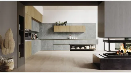 Cucina Moderna angolare AL 32 06 in Gres Pietra e Rovere di Arrex