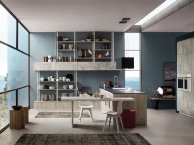 Cucina Moderna Lab-Old-Oak-Mandorla-e-Damasco Arrex