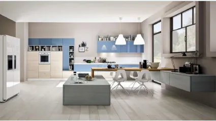 Cucina Moderna lineare Zenzero in Rovere Naturale e laccato lucido Cielo di Arrex