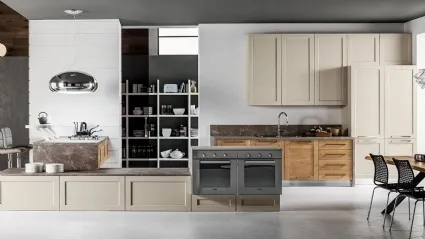 Cucina Moderna con penisola Curry 01 in Rovere e Laccato di Arrex