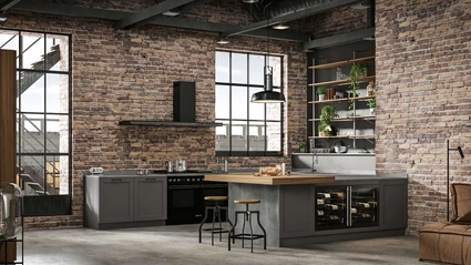 Cucina Moderna con penisola Curry Industrial di Arrex