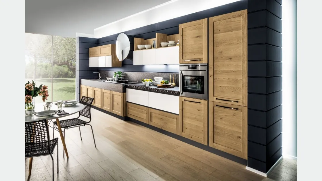 Cucina Moderna Curry Rovere e Bianco Lucido di Arrex