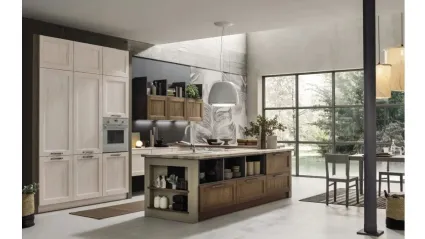 Cucina Moderna con penisola Eva 02 in legno Tinta Vintage di Arrex