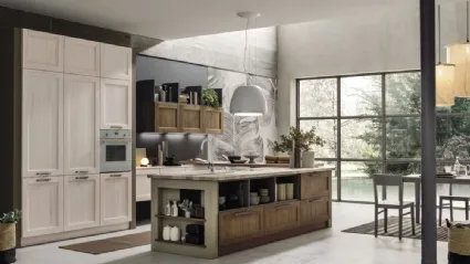 Cucina Moderna con isola Eva in legno Tinta Vintage di Arrex