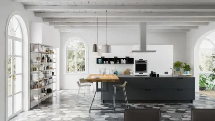 Cucina Moderna in laminato Fenix Grigio Bromo con penisola di Arrex