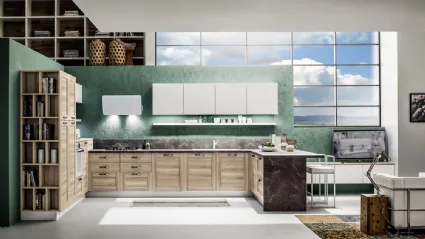 Cucina Moderna Fiorella Matrix Soia e Bianco Lucido di Arrex