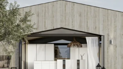 Cucina Moderna con isola Gea 03 in PET Calce di Arrex