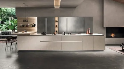 Cucina con isola e penisola Time 03 in laminato HPL di Gentili Cucine