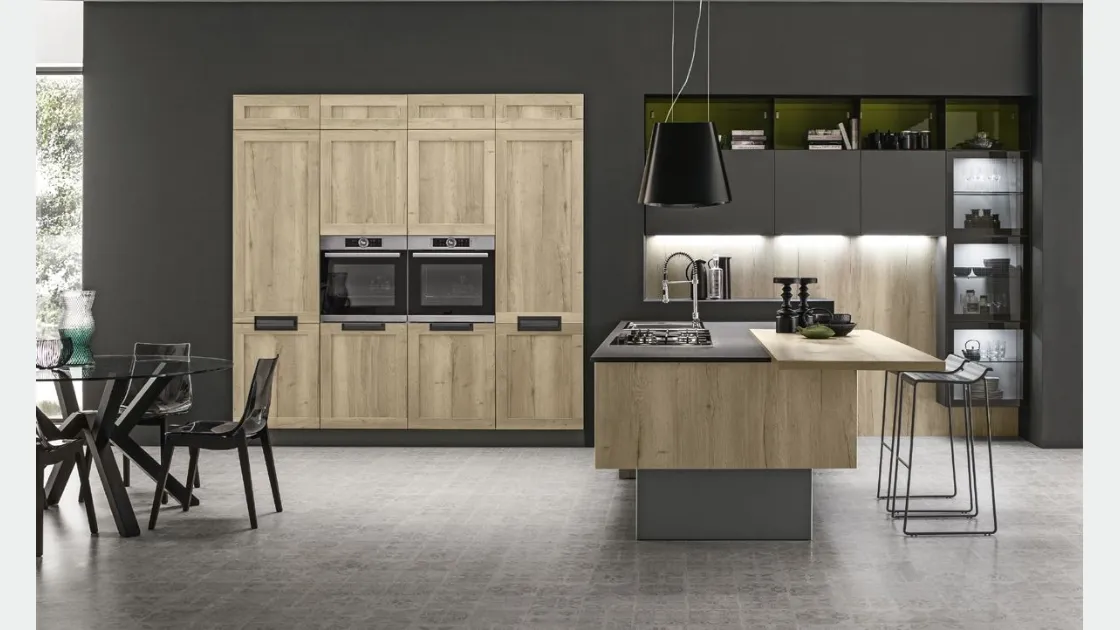 Cucina Moderna Iside Regina Farro e Grigio Orione laccato di Arrex