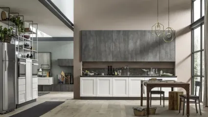 Cucina Moderna ad angolo Kali in Frassino Decapè laccato Ghiaccio e Piombo di Arrex