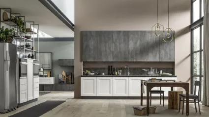 Cucina Moderna Kali in Frassino Decapè laccato Ghiaccio e Piombo di Arrex